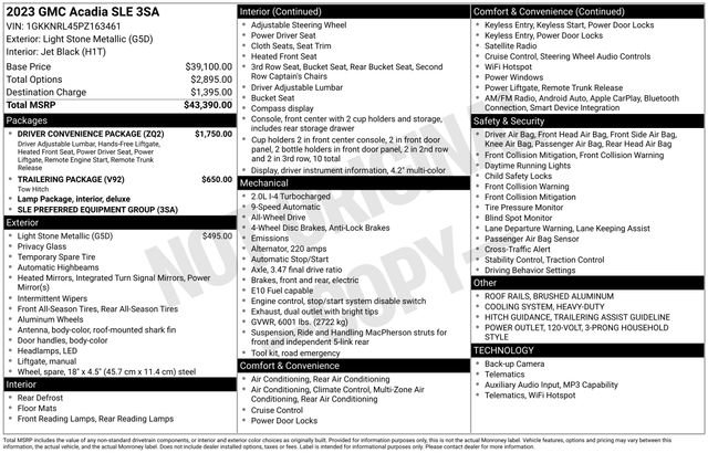 Used 2023 GMC Acadia SLE w/ Driver Convenience Package image 64