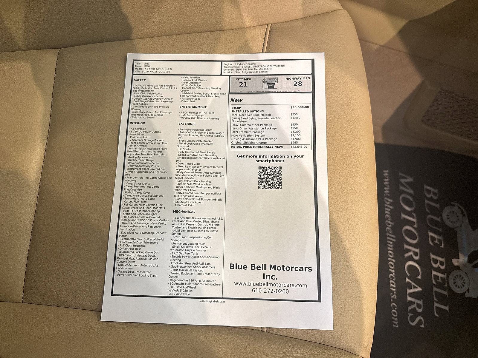 Used 2015 BMW X3 xDrive28i image 54