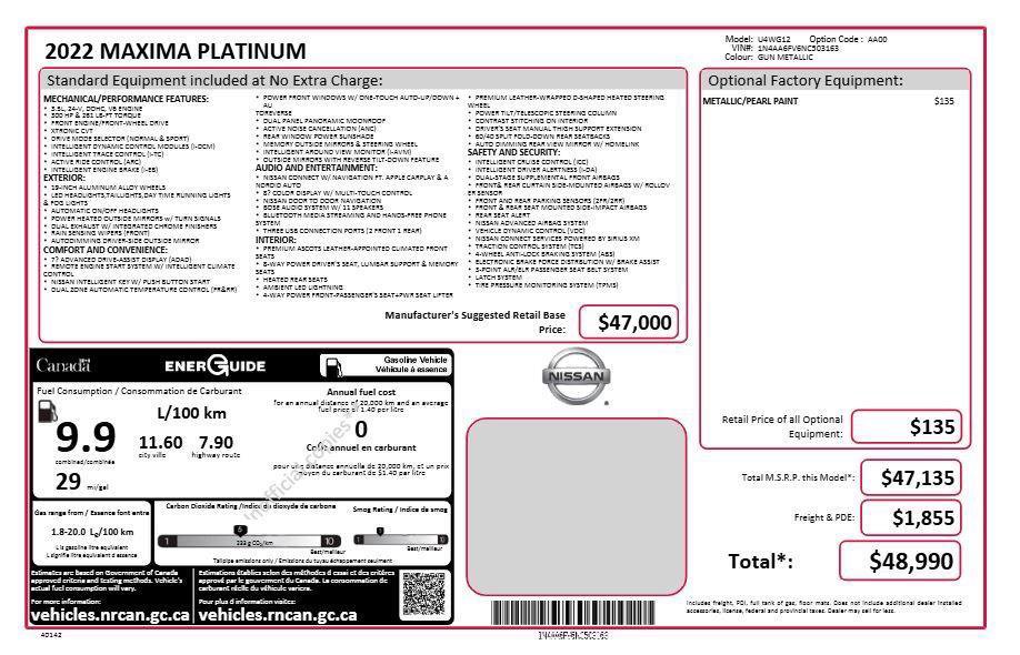 Used 2022 Nissan Maxima Platinum image 4