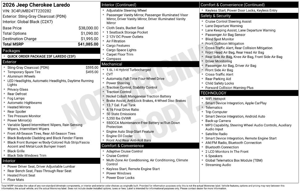 New 2026 Jeep Cherokee Laredo AWD/4WD image 5