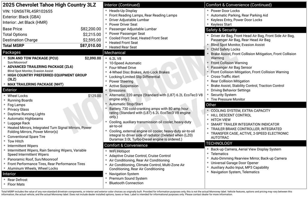Used 2025 Chevrolet Tahoe High Country w/ Sun And Tow Package AWD/4WD image 60