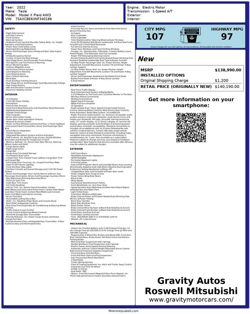 Used 2022 Tesla Model X Plaid AWD/4WD image 3