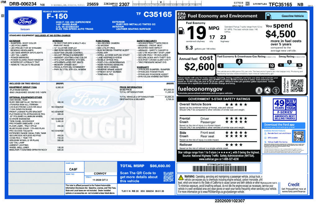 New 2026 Ford F150 Platinum w/ Equipment Group 702A High AWD/4WD image 13