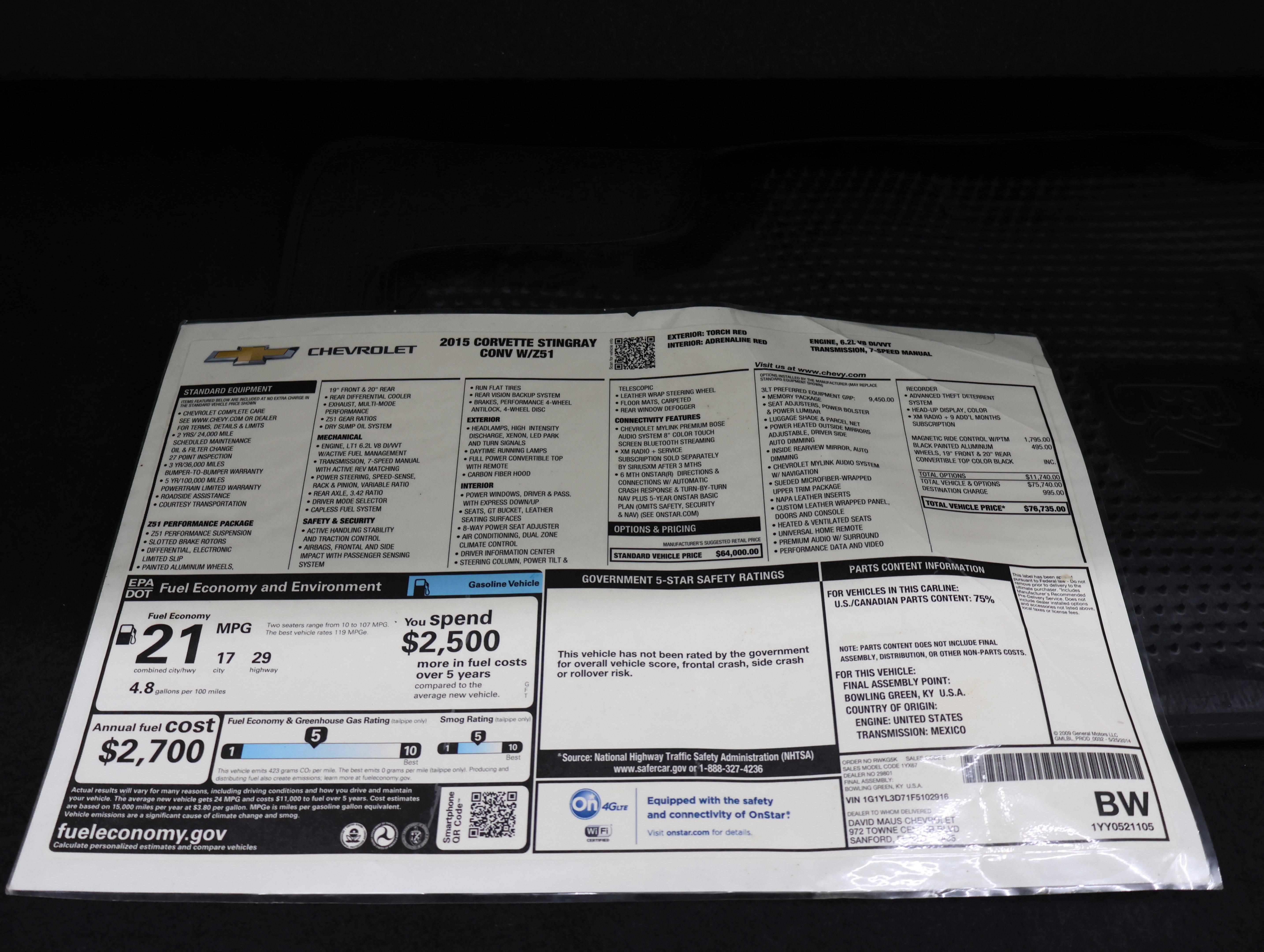 Used 2015 Chevrolet Corvette Stingray Convertible w/ 3LT Preferred Equipment Group image 26