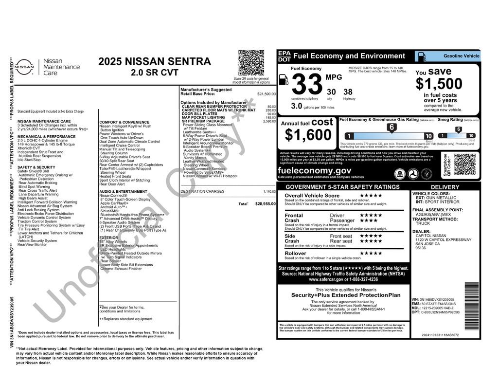 Certified 2025 Nissan Sentra SR w/ SR Premium Package image 39