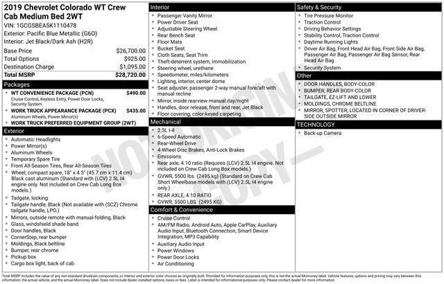 Used 2019 Chevrolet Colorado W/T w/ WT Convenience Package image 5