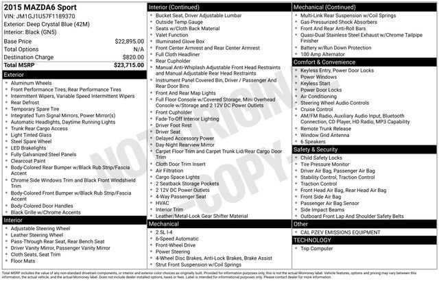 Used 2015 MAZDA MAZDA6 Sport image 7