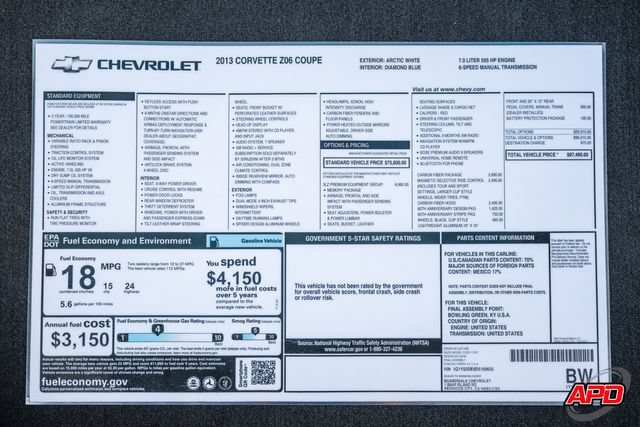 Used 2013 Chevrolet Corvette Z06 w/ 3LZ Preferred Equipment Group RWD image 77