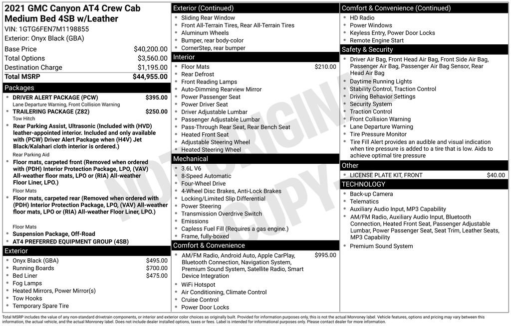Used 2021 GMC Canyon AT4 w/ Driver Alert Package AWD/4WD image 9