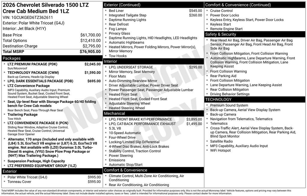 New 2026 Chevrolet Silverado 1500 LTZ w/ LTZ Premium Package AWD/4WD image 2