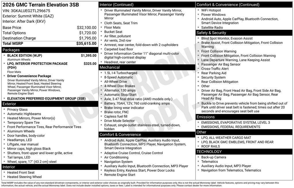 New 2026 GMC Terrain Elevation w/ Black Edition image 33