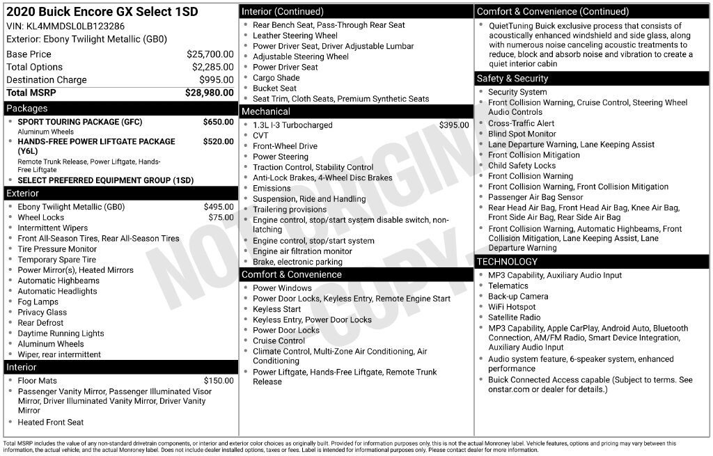 Used 2020 Buick Encore GX Select w/ Sport Touring Package FWD image 11