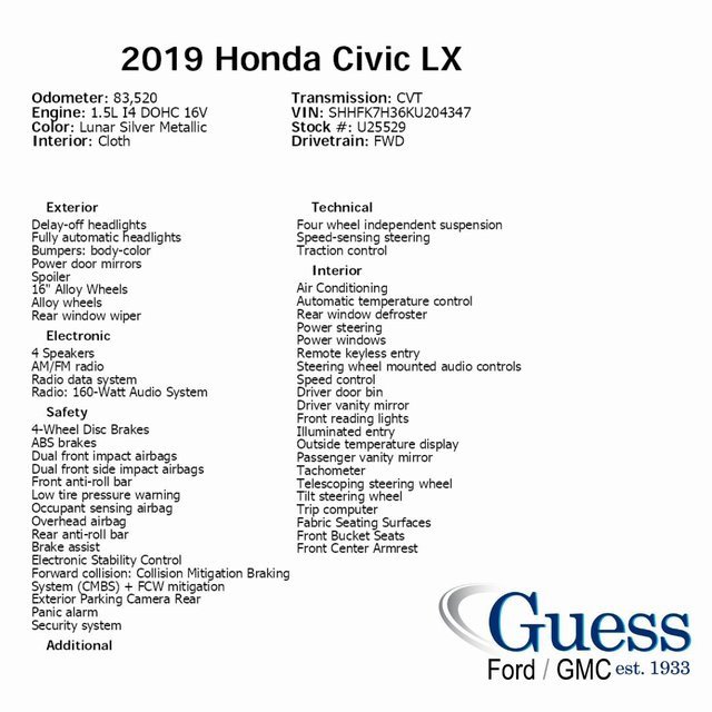 Used 2019 Honda Civic LX image 36