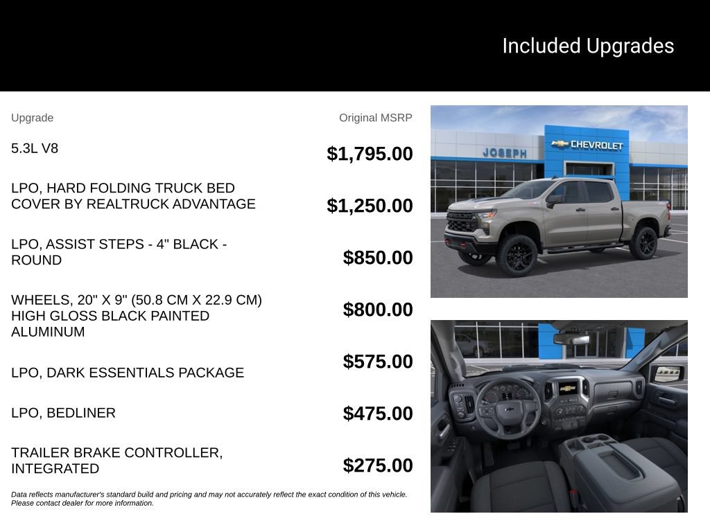 New 2026 Chevrolet Silverado 1500 Custom Trail Boss w/ LPO, Dark Essentials Package AWD/4WD image 3