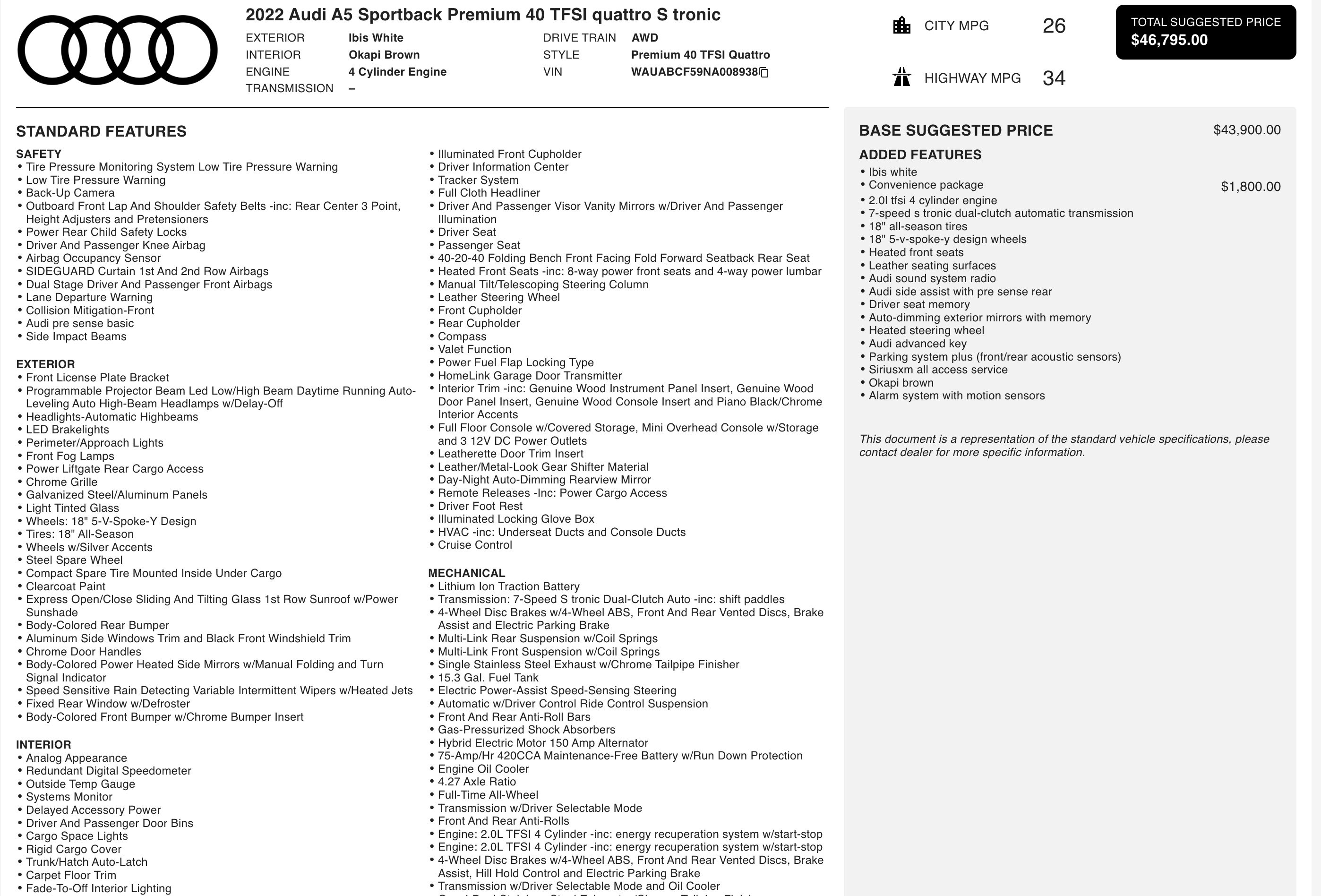 Used 2022 Audi A5 2.0T Premium w/ Convenience Package image 5