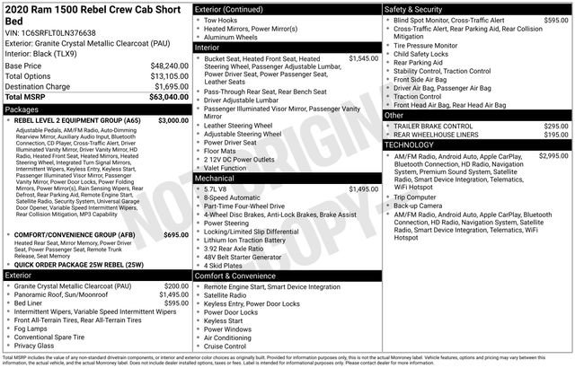 Used 2020 RAM 1500 Rebel w/ Rebel Level 2 Equipment Group image 40