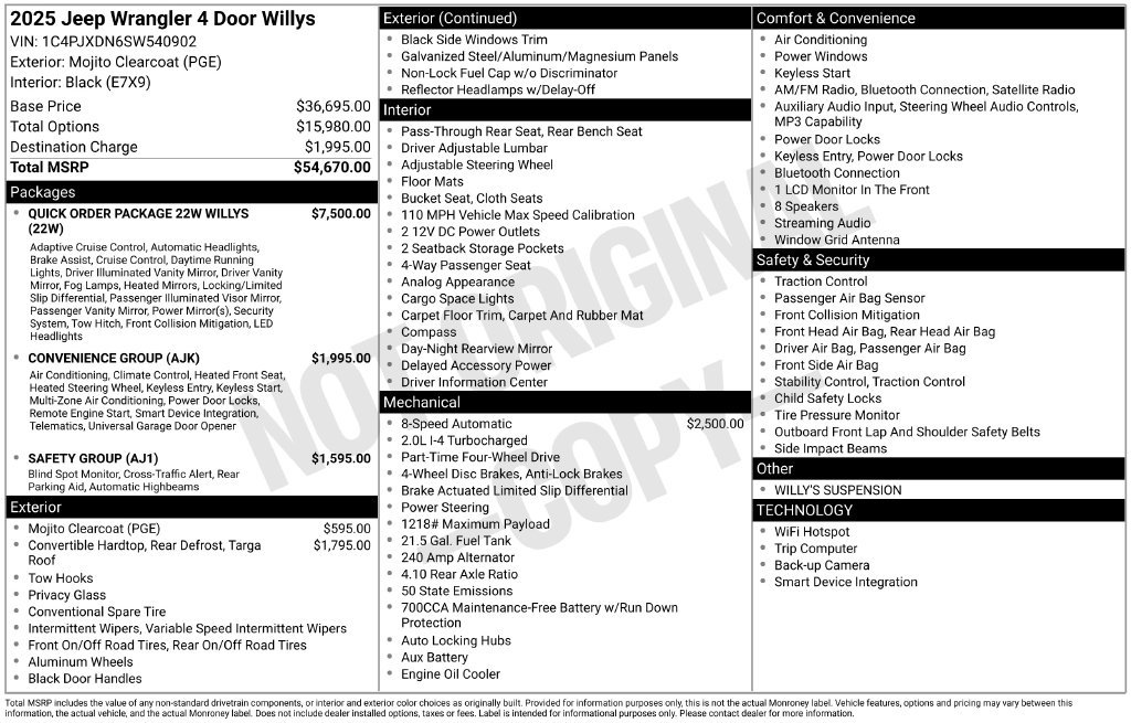 New 2025 Jeep Wrangler Unlimited Sport AWD/4WD image 6