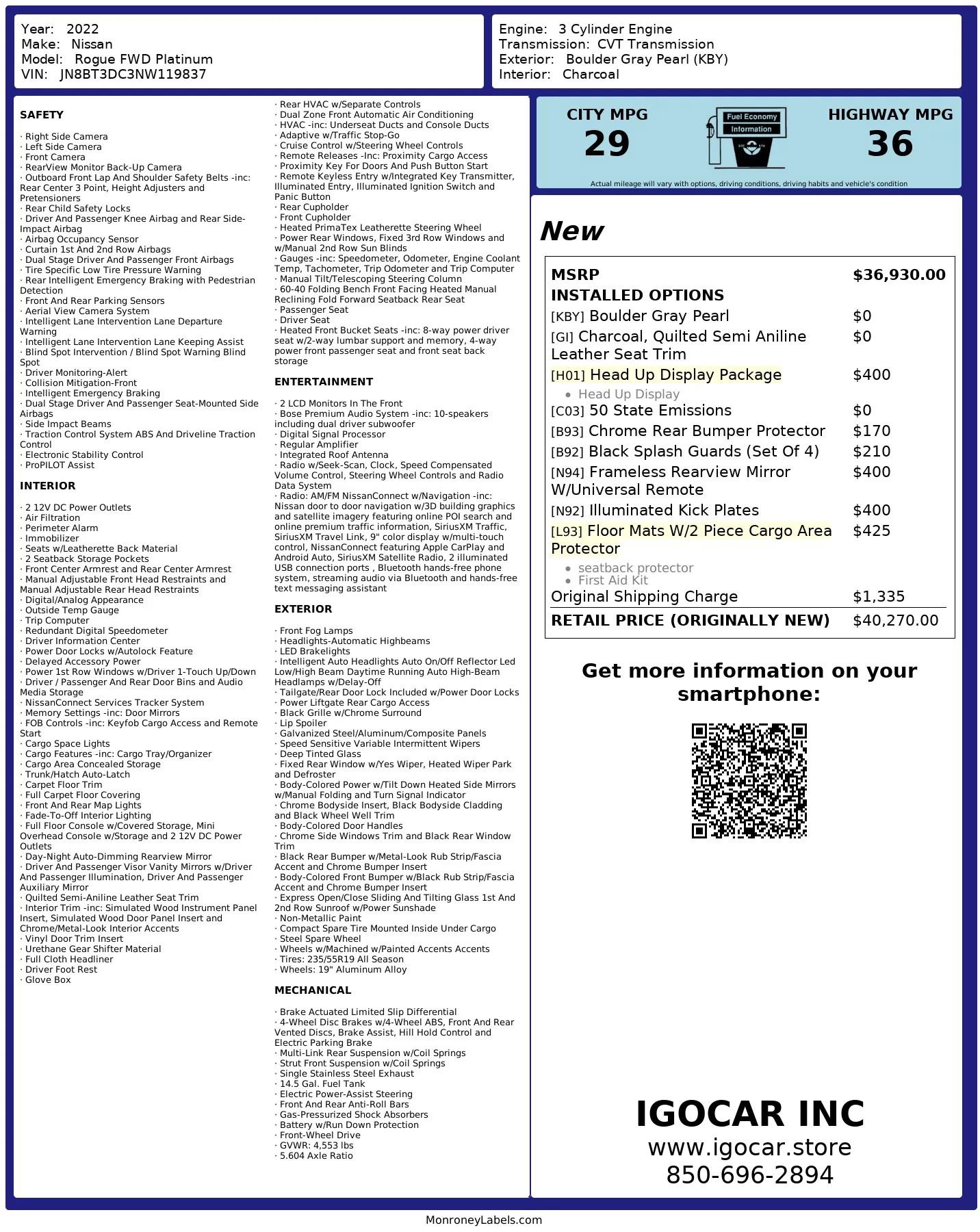 Used 2022 Nissan Rogue Platinum w/ Head-Up Display Package image 2