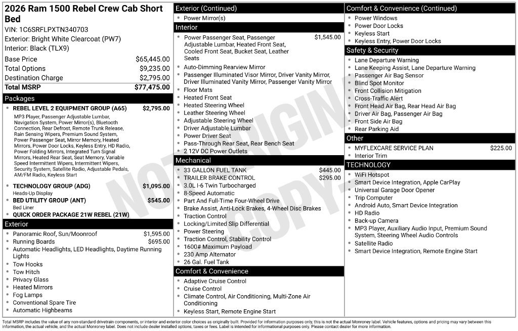 New 2026 RAM 1500 Rebel w/ Rebel Level 2 Equipment Group AWD/4WD image 45