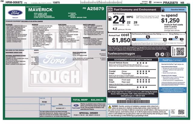 Used 2023 Ford Maverick Lariat w/ Equipment Group 500A Standard image 26