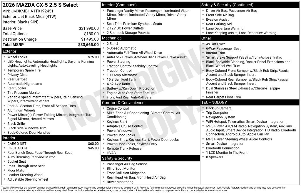 New 2026 MAZDA CX-5 Select AWD/4WD image 6