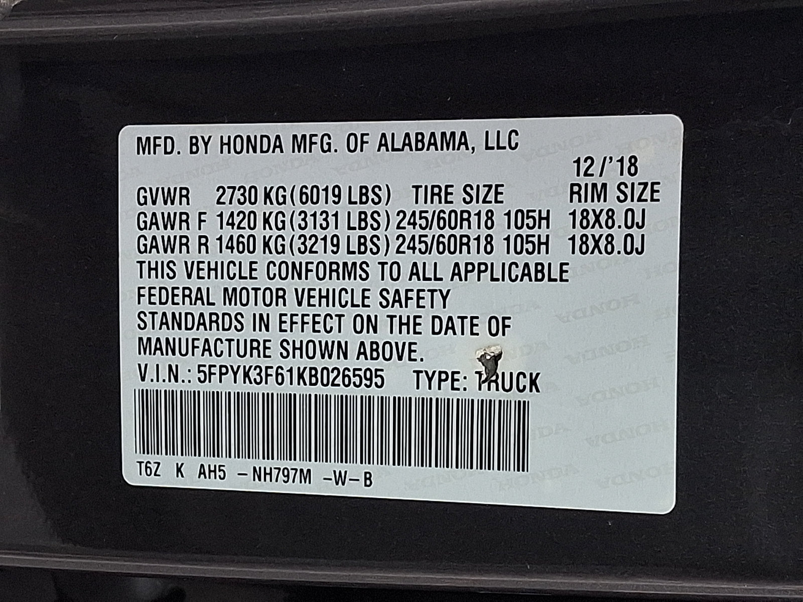 Certified 2019 Honda Ridgeline RTL-T image 29