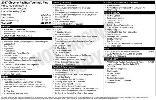 Used 2017 Chrysler Pacifica Touring-L Plus w/ Tire & Wheel Group image 12