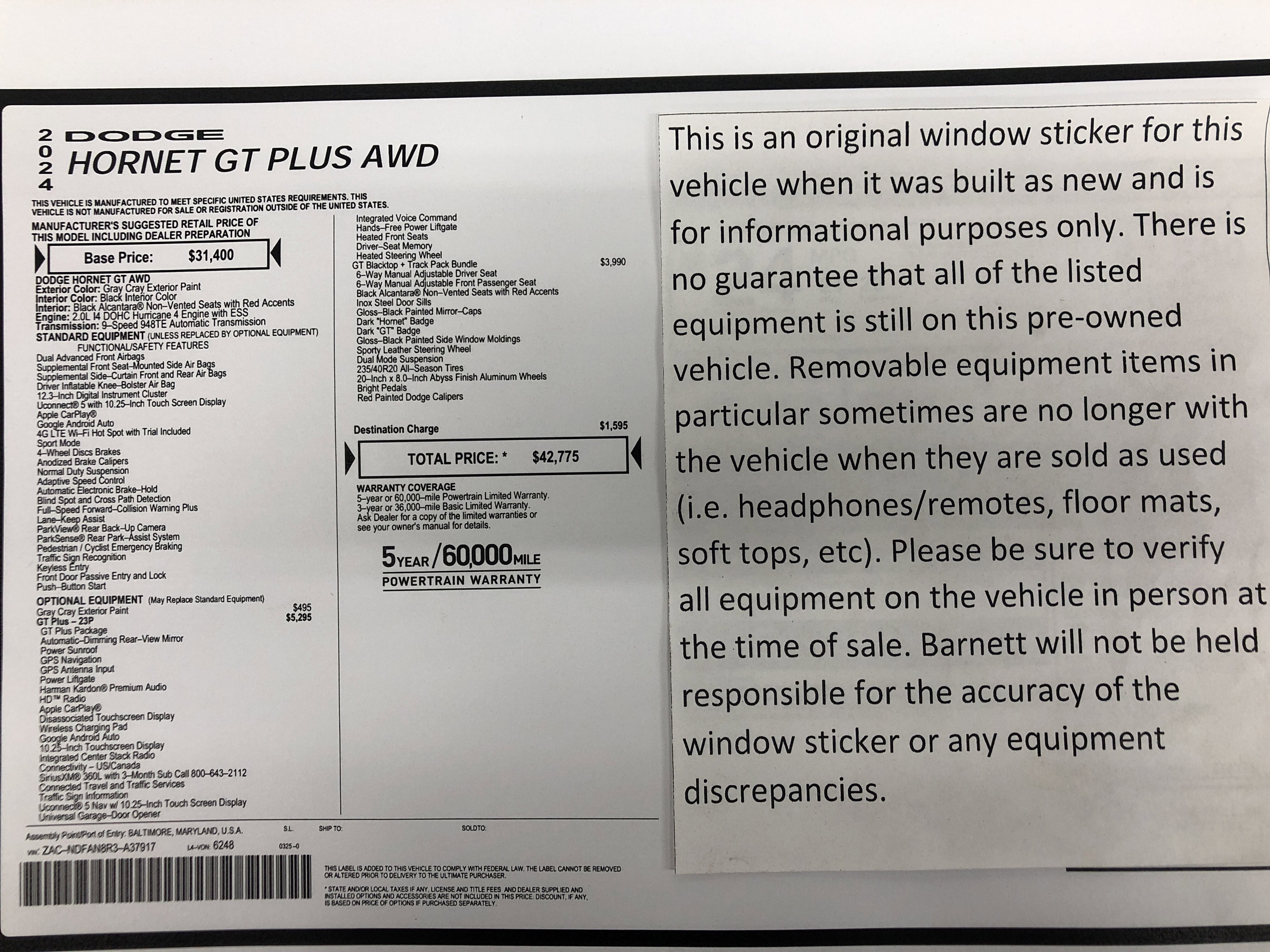 Certified 2024 Dodge Hornet GT image 2
