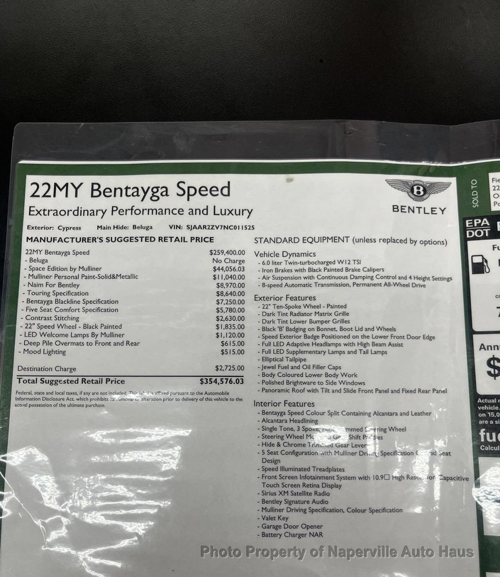 Used 2022 Bentley Bentayga Speed AWD/4WD image 60