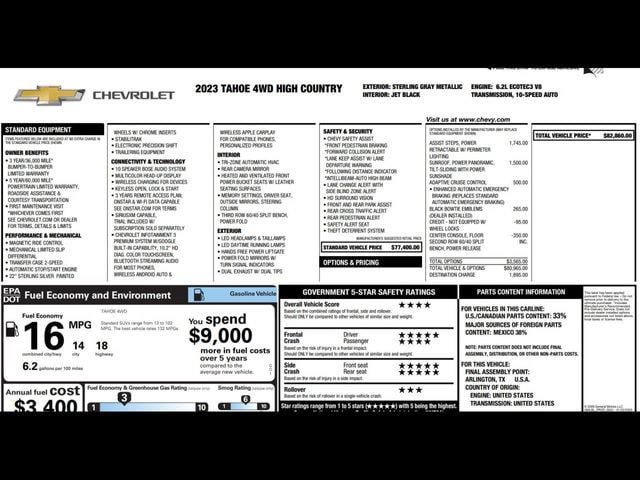 Used 2023 Chevrolet Tahoe High Country AWD/4WD image 3