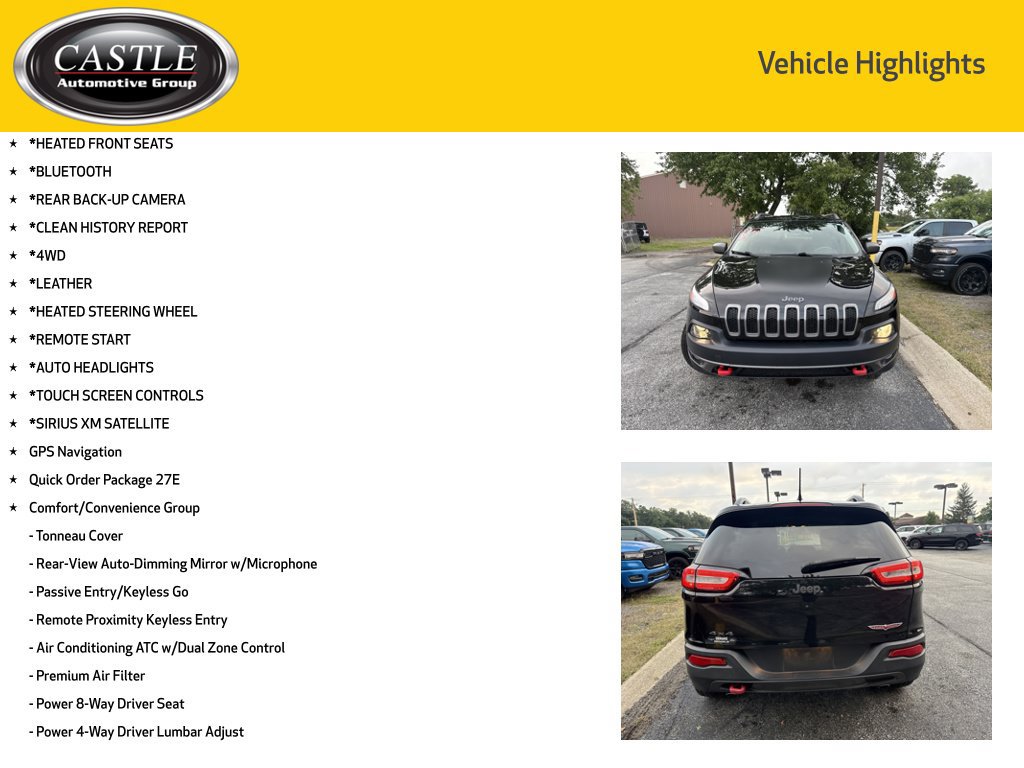 Used 2014 Jeep Cherokee Trailhawk w/ Comfort/Convenience Group AWD/4WD image 3