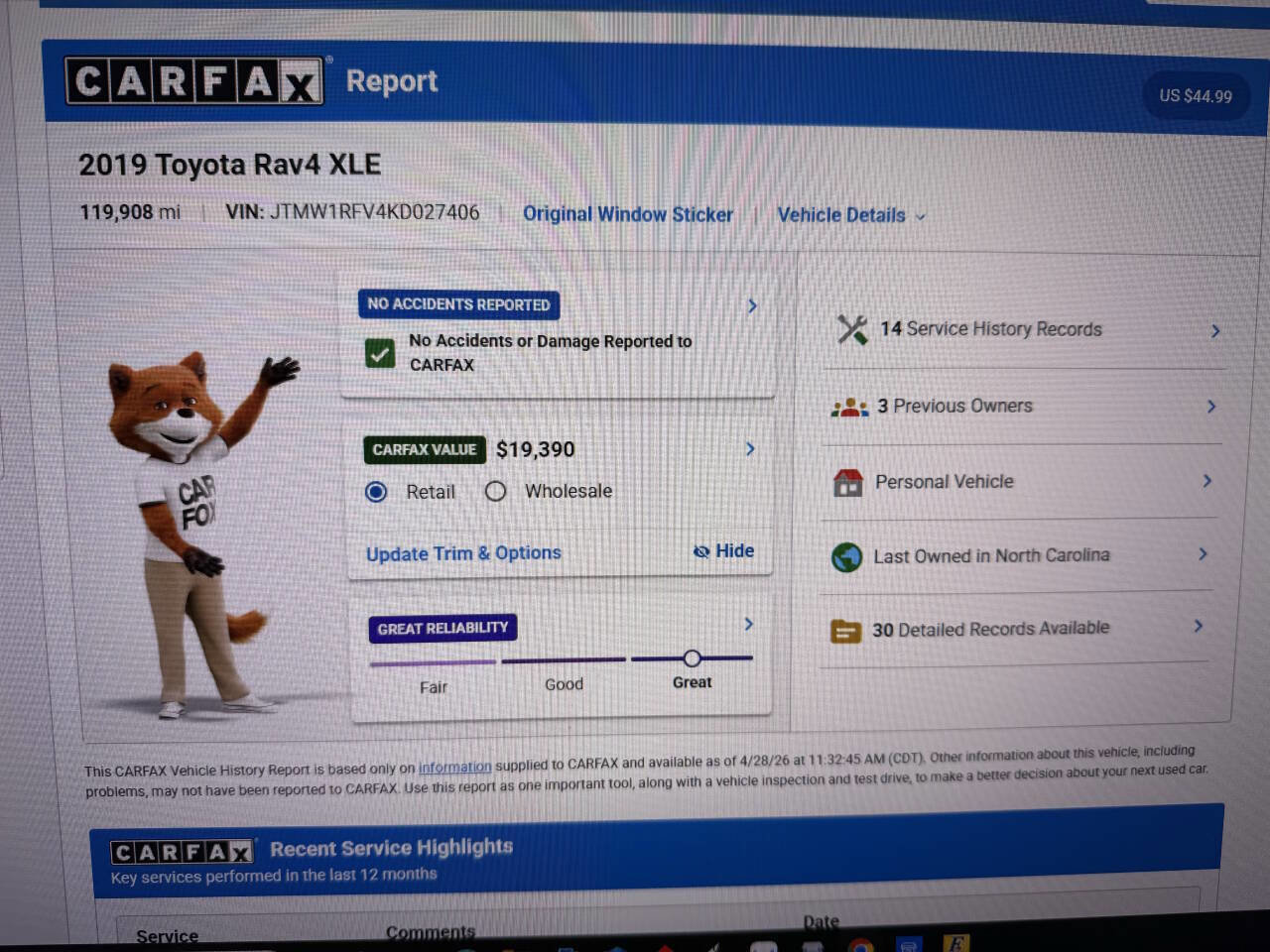 Used 2019 Toyota RAV4 XLE FWD image 2