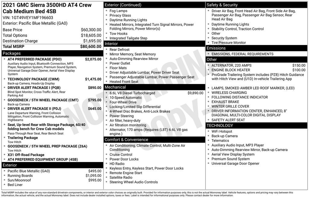 Used 2021 GMC Sierra 3500 AT4 w/ AT4 Preferred Package image 3