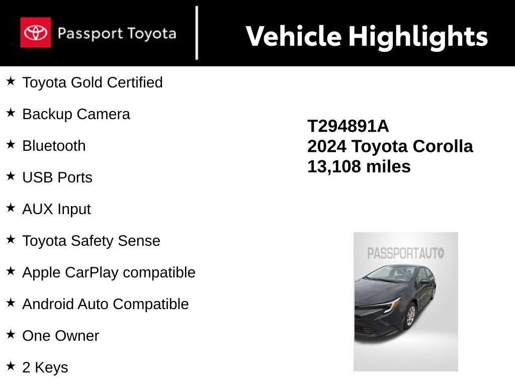 Certified 2024 Toyota Corolla LE FWD image 12