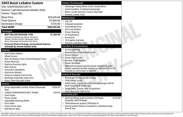 Used 2003 Buick Le Sabre Custom w/ Best Seller Package FWD image 15