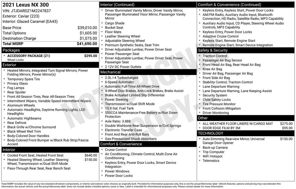 Used 2021 Lexus NX 300 AWD w/ Accessory Package image 2