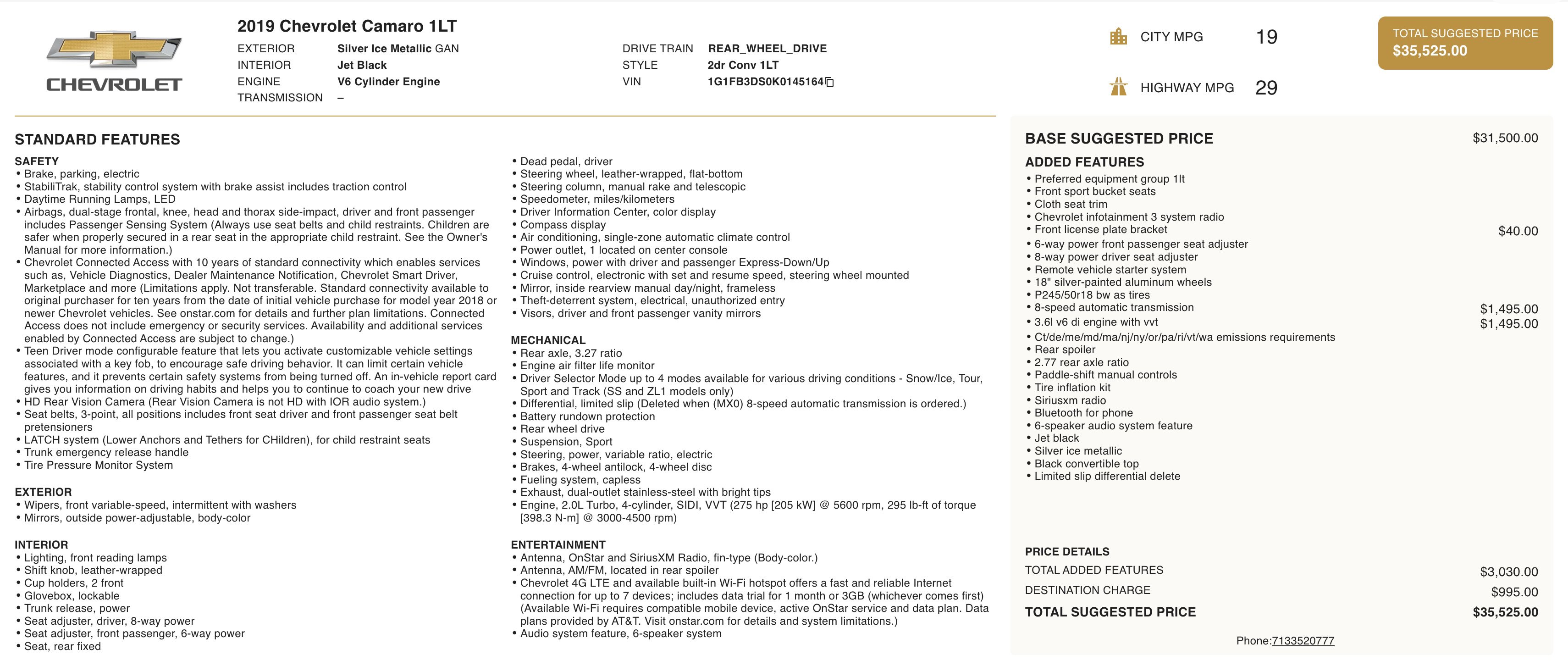 Used 2019 Chevrolet Camaro LT image 2