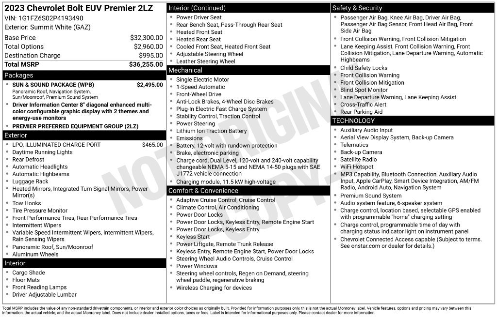 Used 2023 Chevrolet Bolt EUV Premier w/ Sun & Sound Package FWD image 4