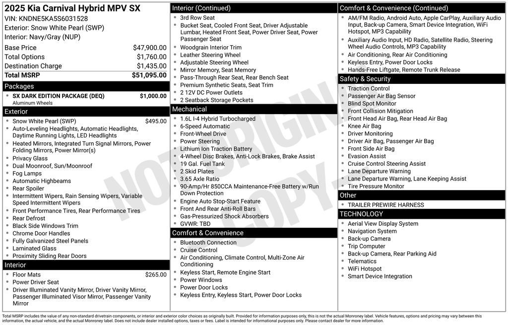 New 2025 Kia Carnival SX w/ SX Dark Edition Package image 5