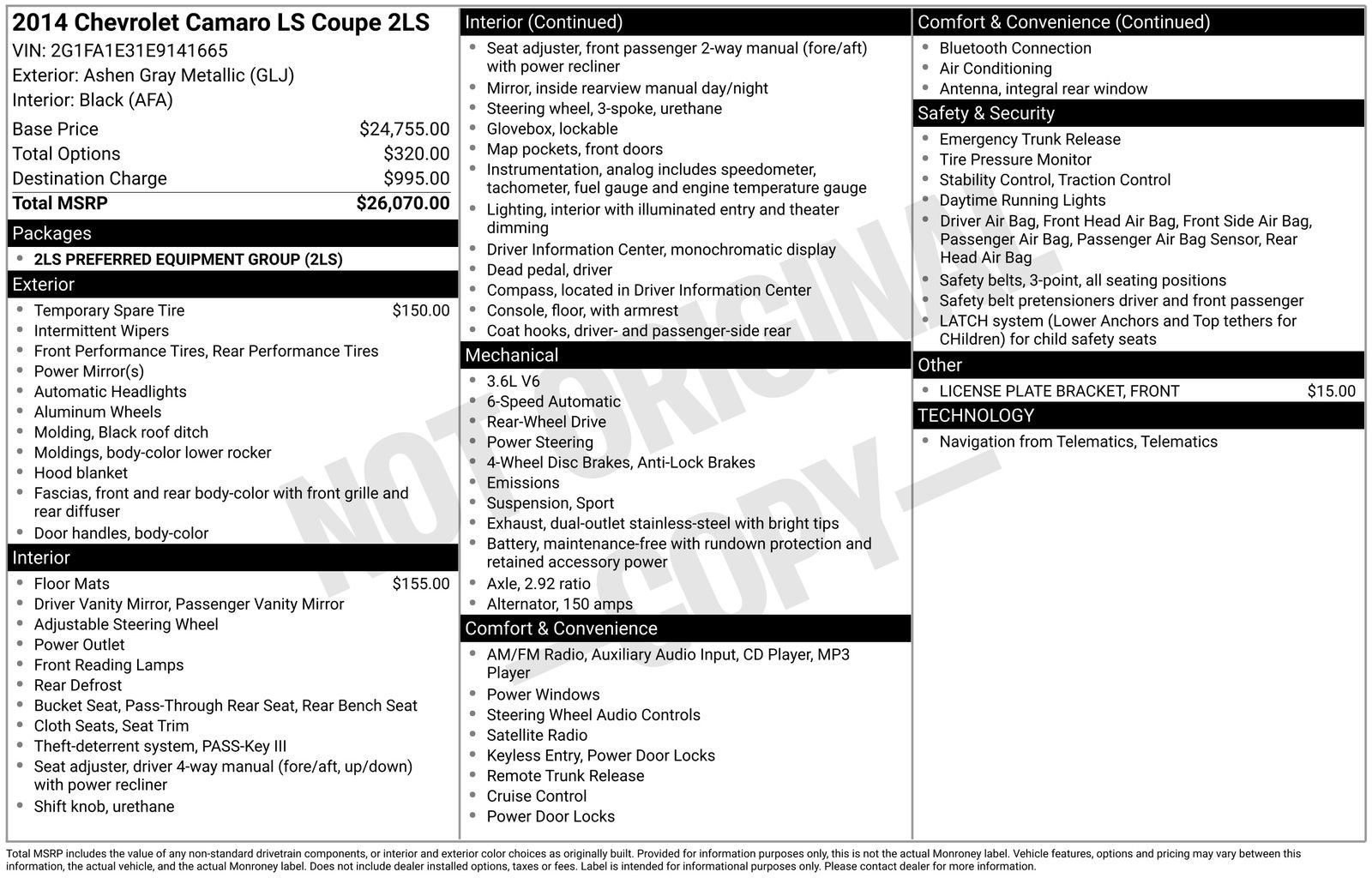 Used 2014 Chevrolet Camaro LS image 34