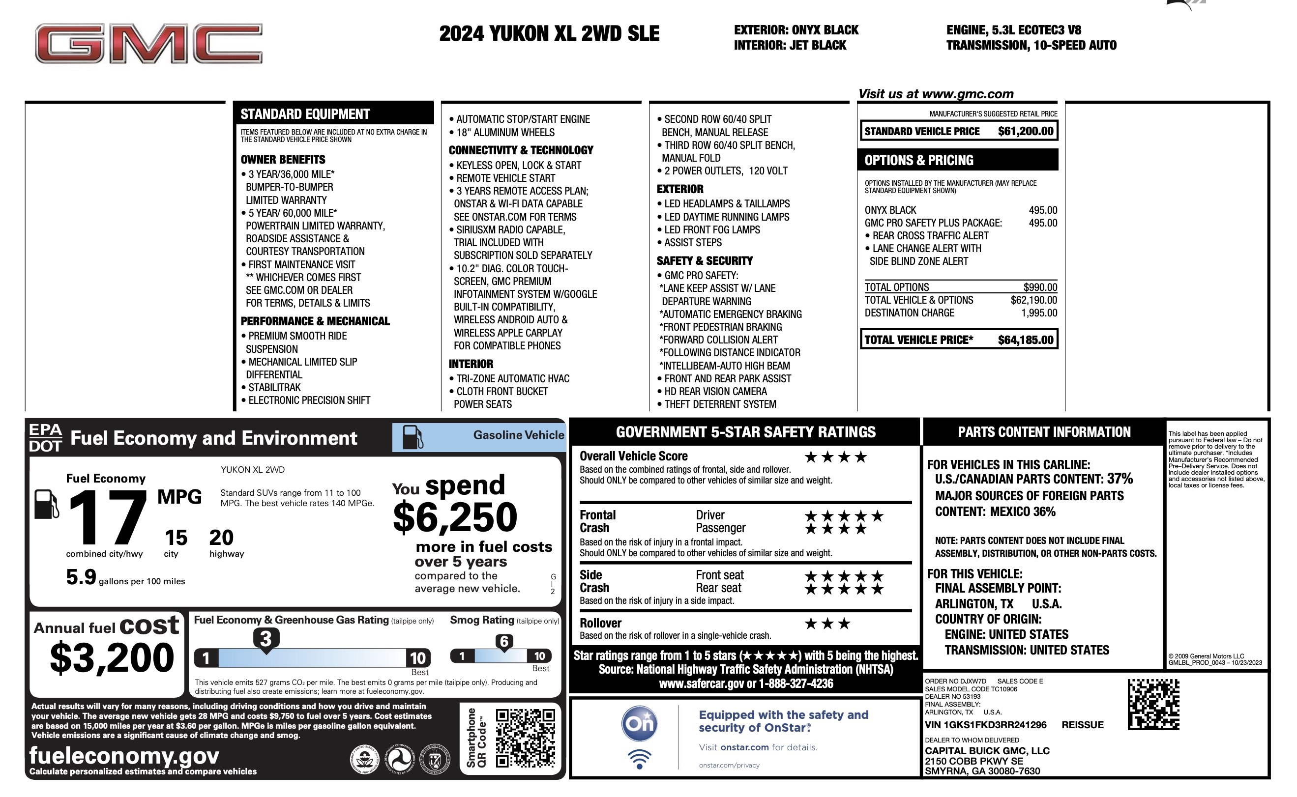Used 2024 GMC Yukon XL SLE w/ Gmc Pro Safety Plus Package RWD image 4
