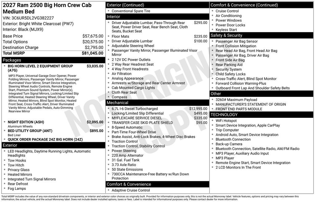 New 2027 RAM 2500 Big Horn AWD/4WD image 2