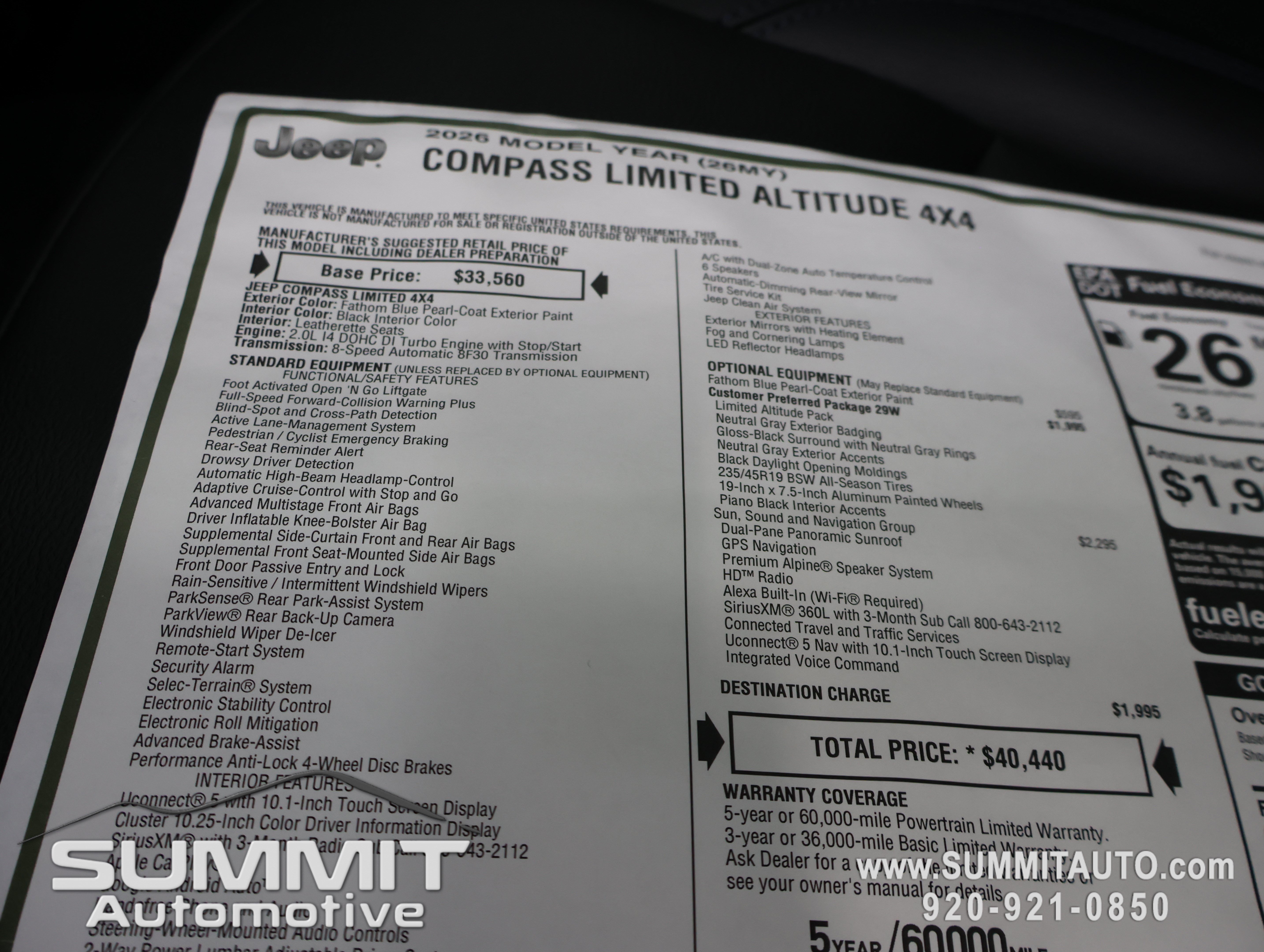 New 2026 Jeep Compass Limited w/ Sun, Sound & Navigation Group AWD/4WD image 38