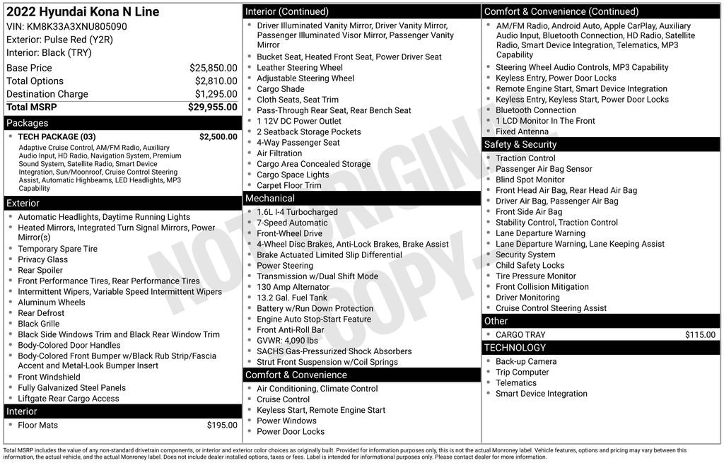 Certified 2022 Hyundai Kona N Line w/ Tech Package FWD image 31