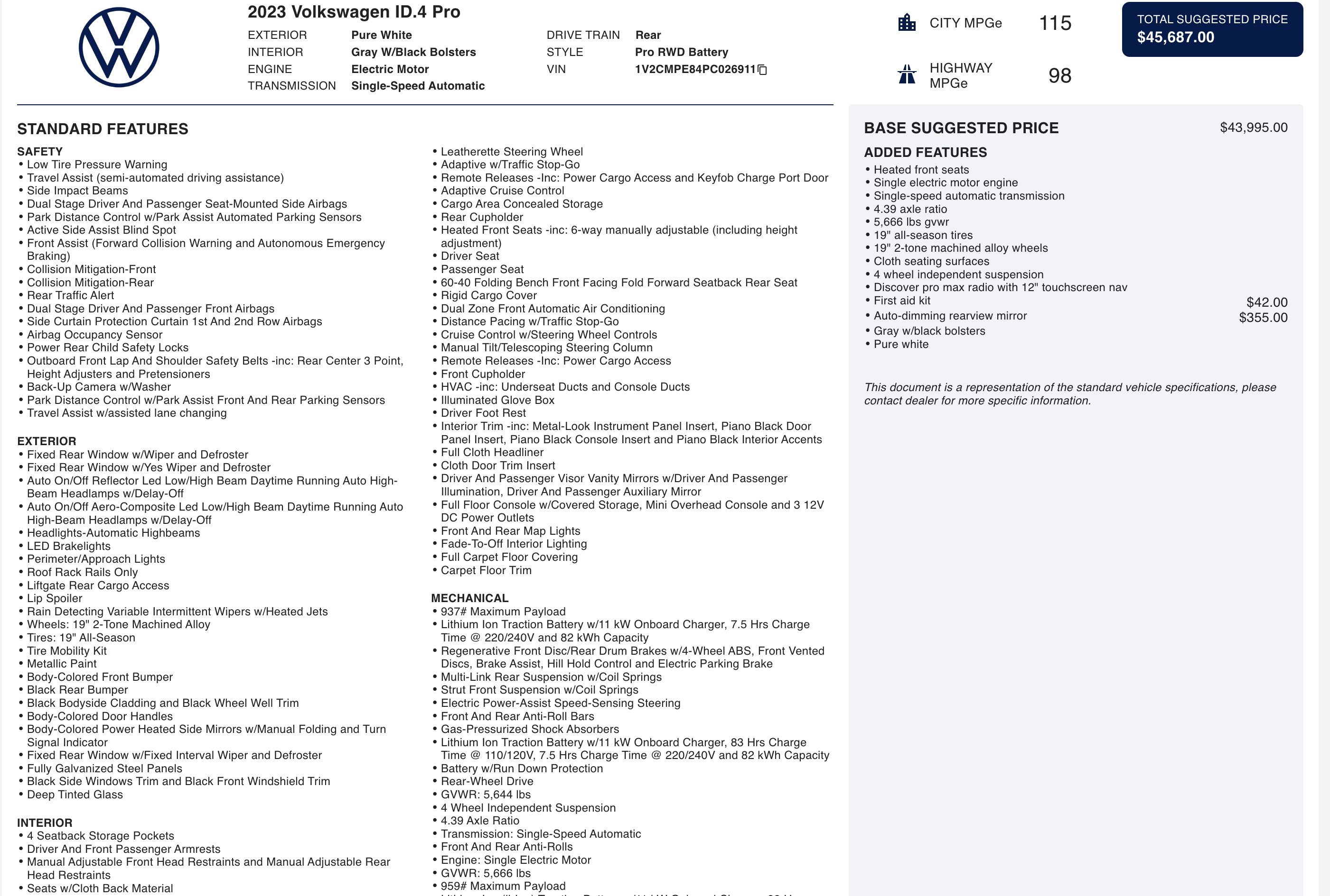 Used 2023 Volkswagen ID.4 Pro image 2