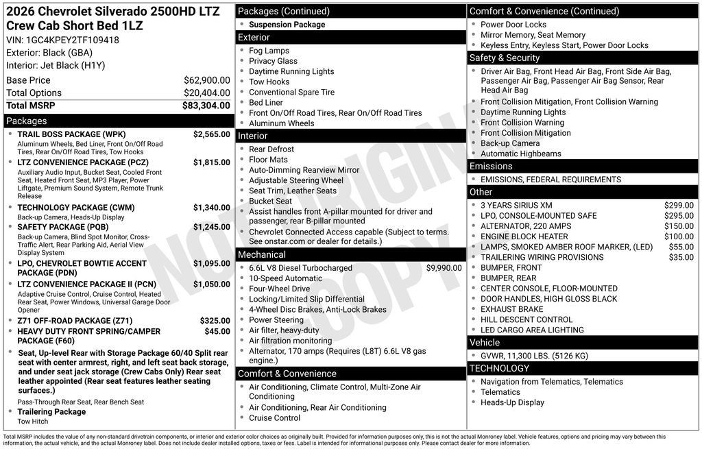 New 2026 Chevrolet Silverado 2500 LTZ w/ Trail Boss Package image 2