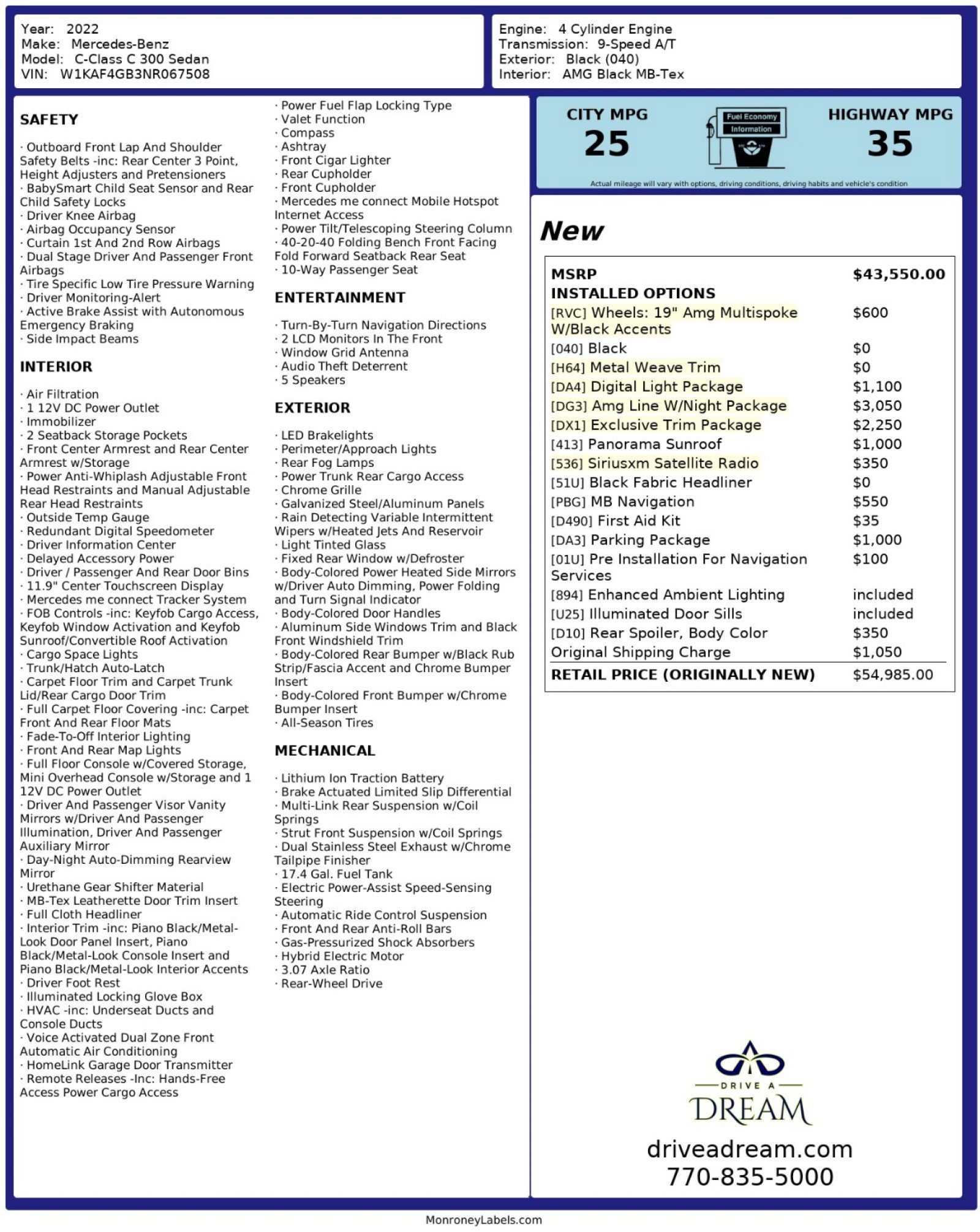 Used 2022 Mercedes-Benz C 300 Sedan w/ AMG Line w/ Night Package image 59