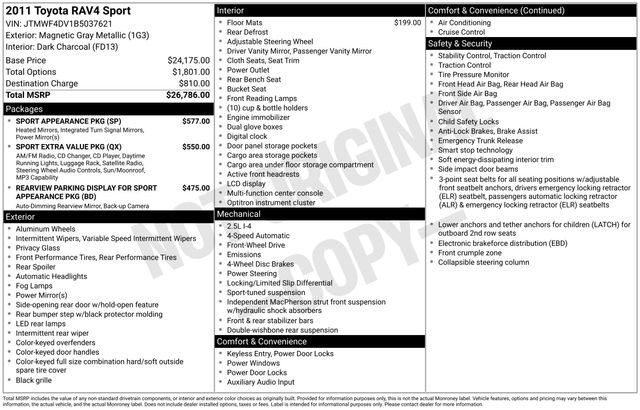 Used 2011 Toyota RAV4 Sport w/ Sport Appearance Pkg FWD image 35