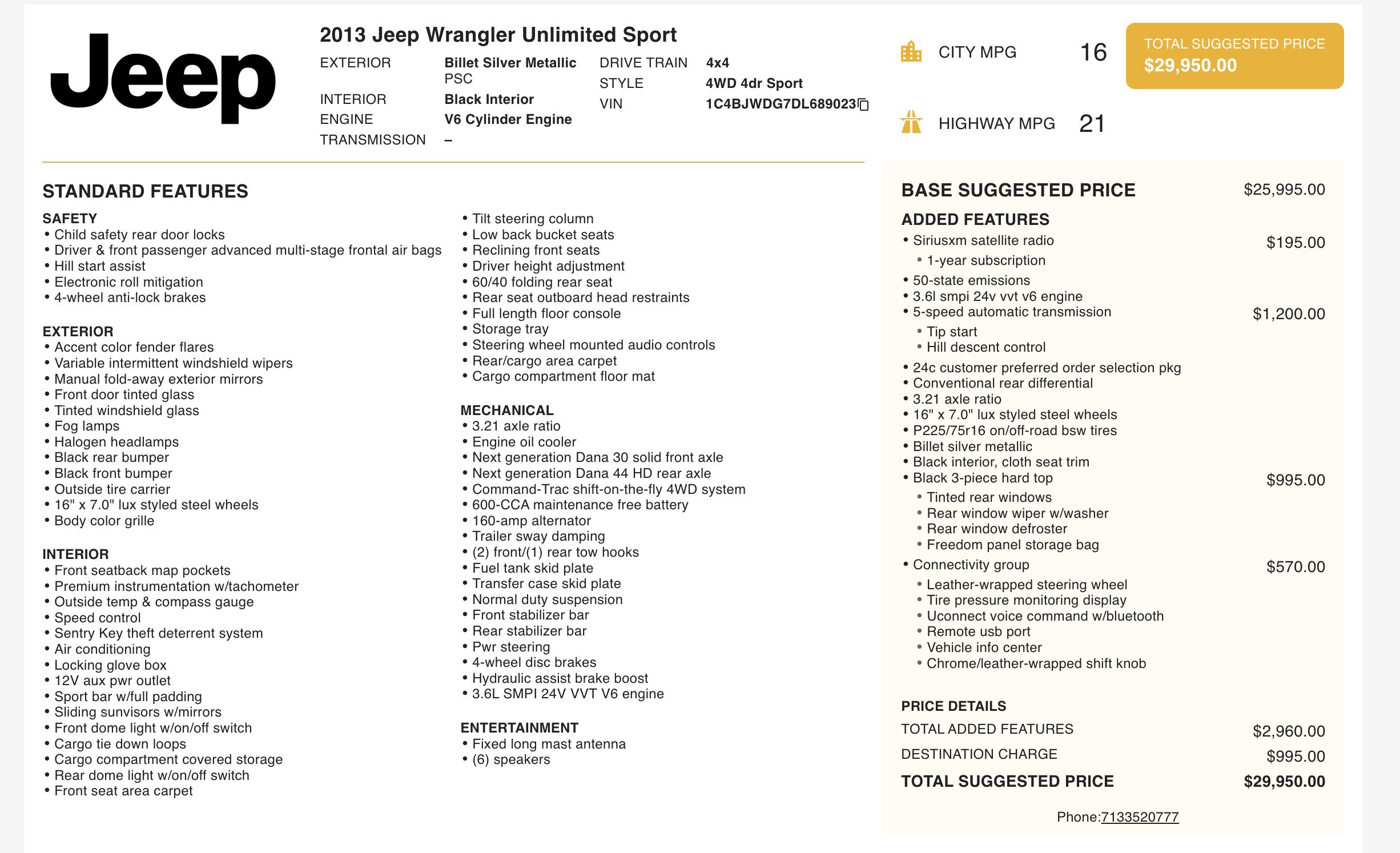 Used 2013 Jeep Wrangler Unlimited Sport w/ Connectivity Group AWD/4WD image 2