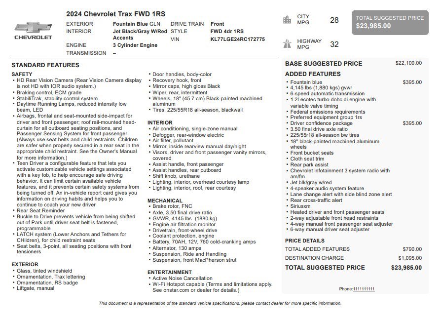 Certified 2024 Chevrolet Trax RS w/ Driver Confidence Package FWD image 32